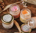 Handmade Scented Soy Wax Candles Set, Vanilla and Berry Fragrances, Glass Jars with Gold Lids
