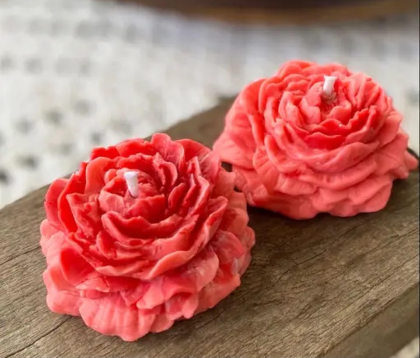 Artificial Coral Pink Carnation Flowers, Decorative Silk Floral Arrangement, 3 Blooms