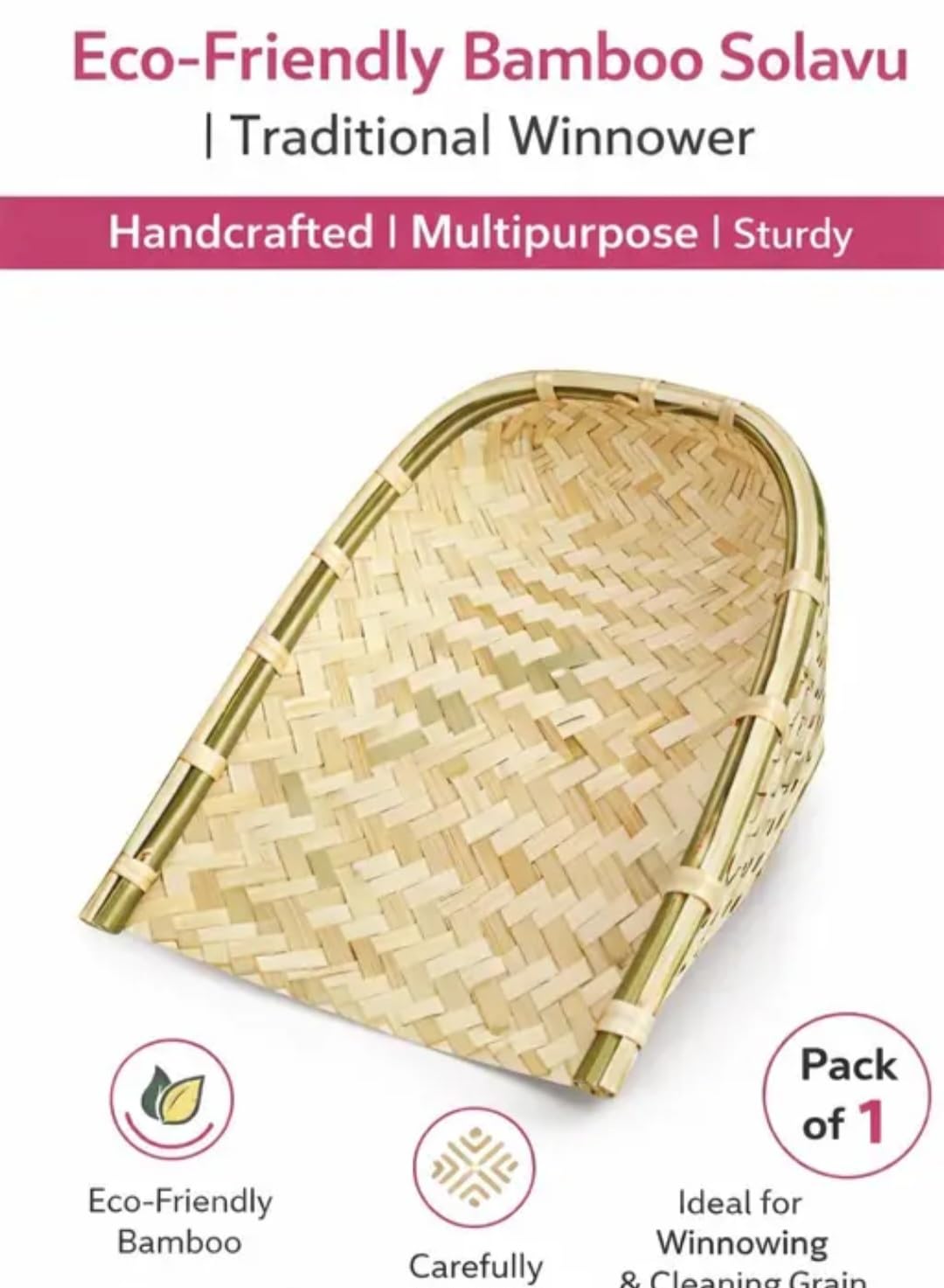 Handwoven Bamboo kula, Natural, Boat Shape, Storage Organizer, kula, kulo