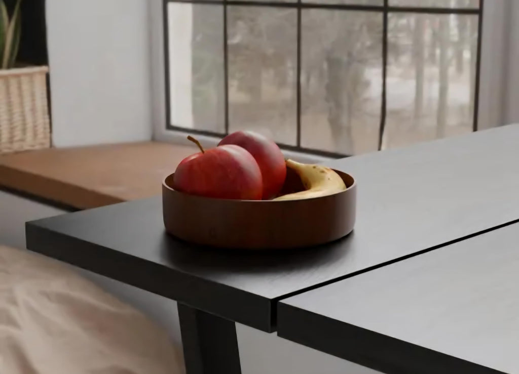 Wooden Serving Bowl, Round, Natural Wood Grain Finish, Handcrafted