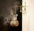 Decorative Hanging Incense Burner, Brass Antique Ball Design with Bells, Traditional Arabic Style