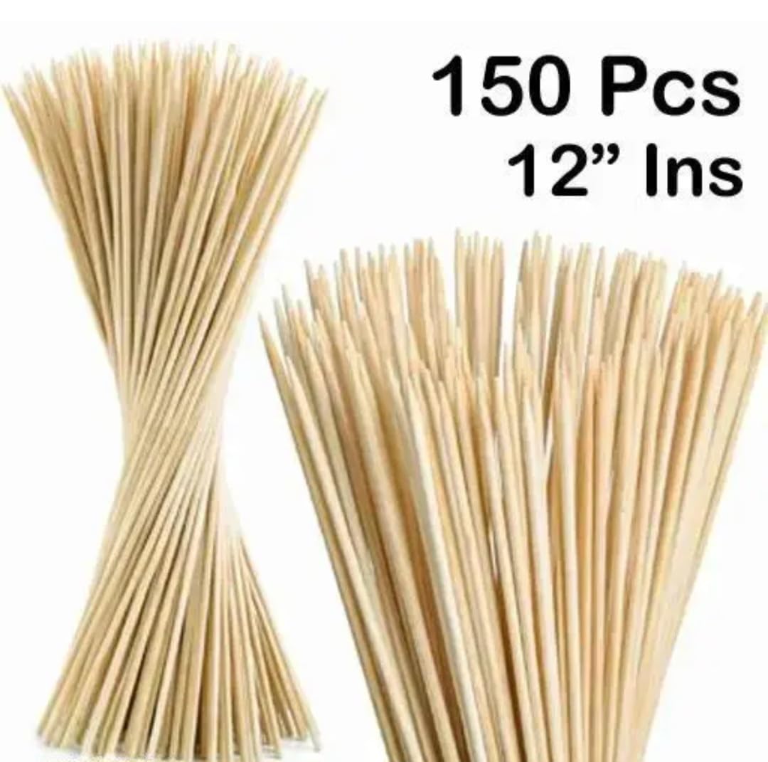 Bamboo Skewers for Grilling, Natural Wood, BBQ Kabob Sticks for Vegetables and Meat
