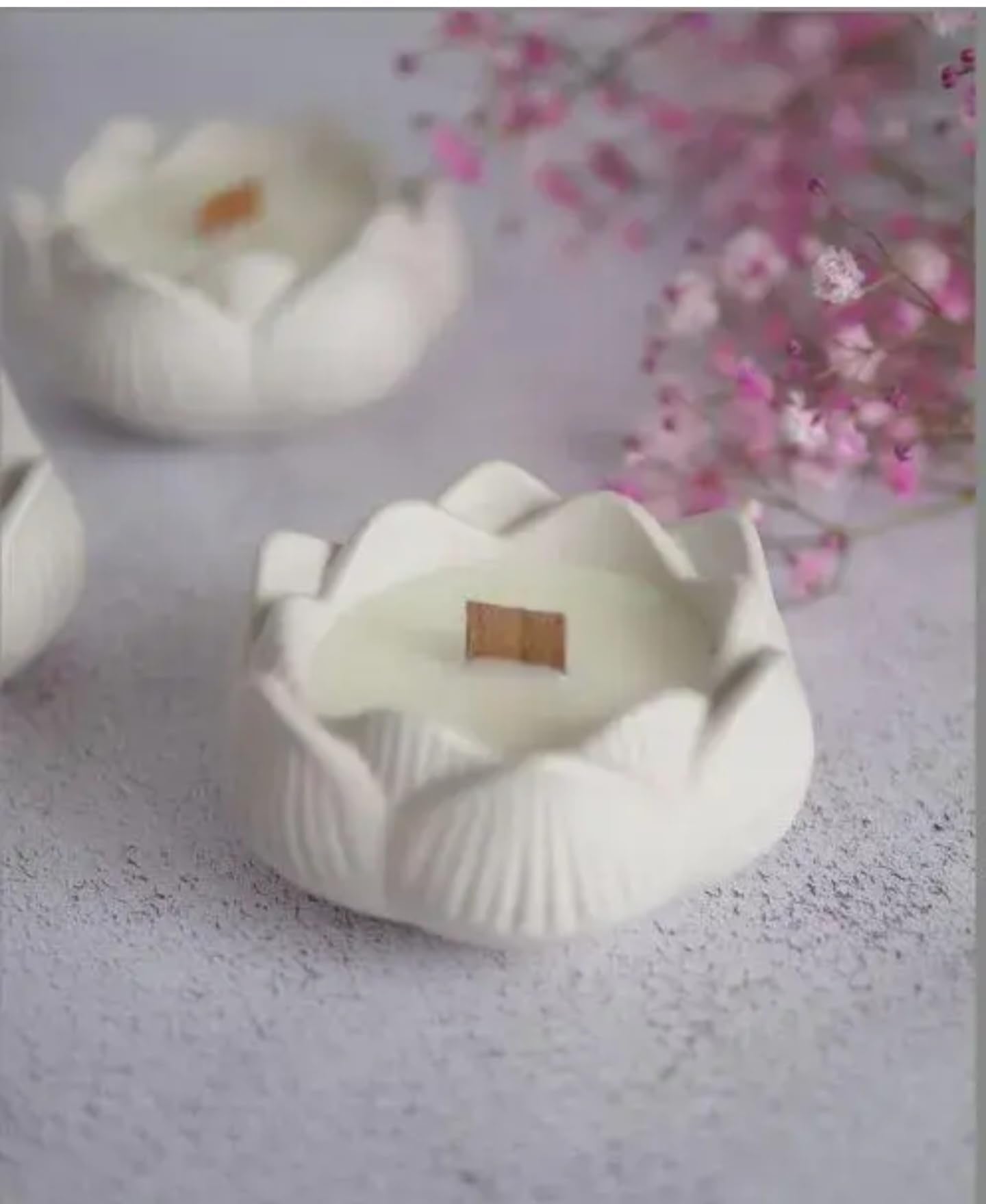 Ceramic Lotus Flower Tealight Candle Holder, White, Decorative Home Accent