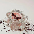Crystal Lotus Flower Candle Holder, Clear Glass, Decorative Bowl with Pink Wax, Rose Petals, Gold Flakes for Home Decor