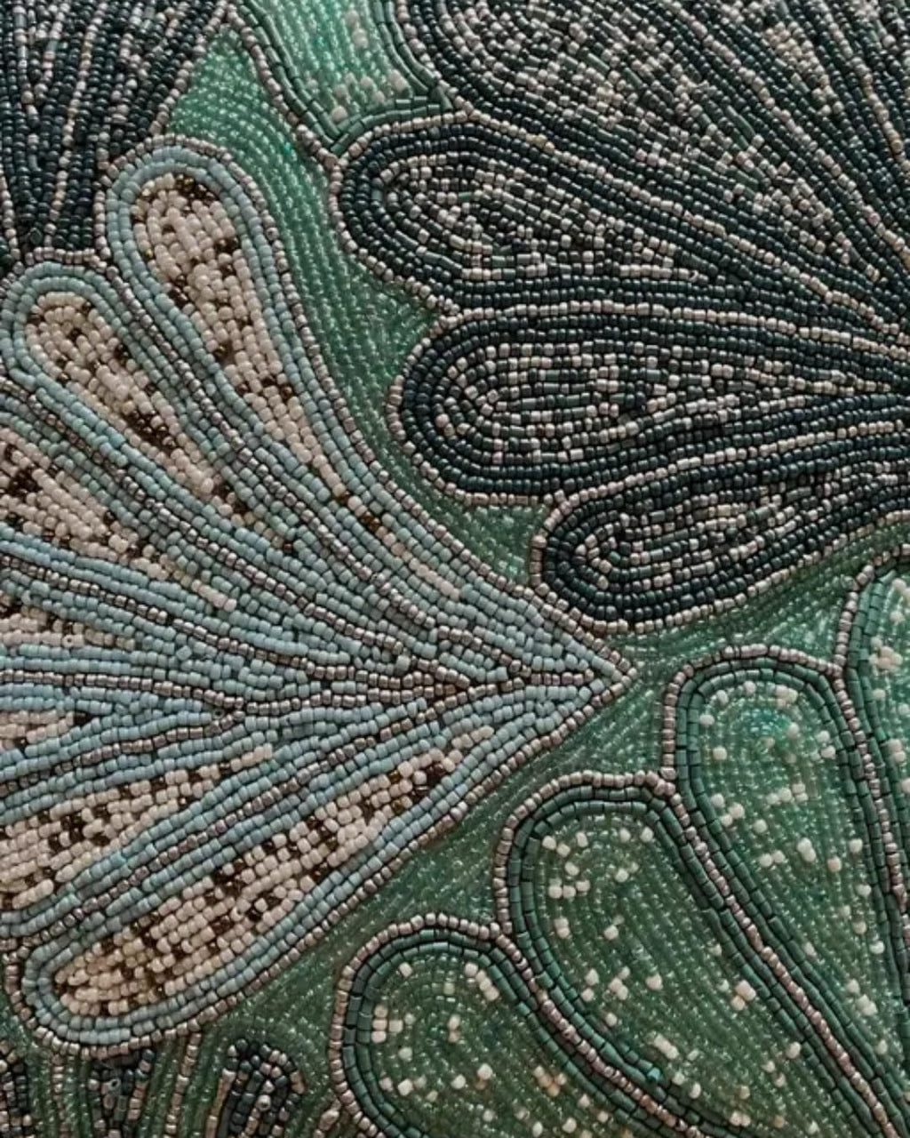 Beaded Peacock Decorative Throw Pillow Cover, Turquoise and Grey, Handcrafted Design