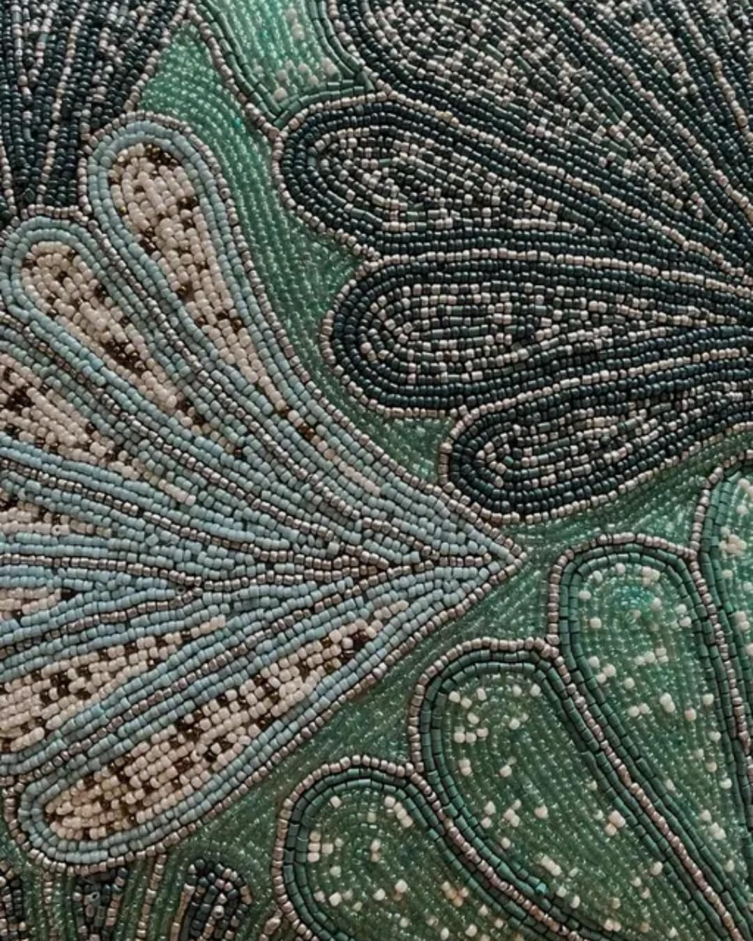 Beaded Peacock Decorative Throw Pillow Cover, Turquoise and Grey, Handcrafted Design