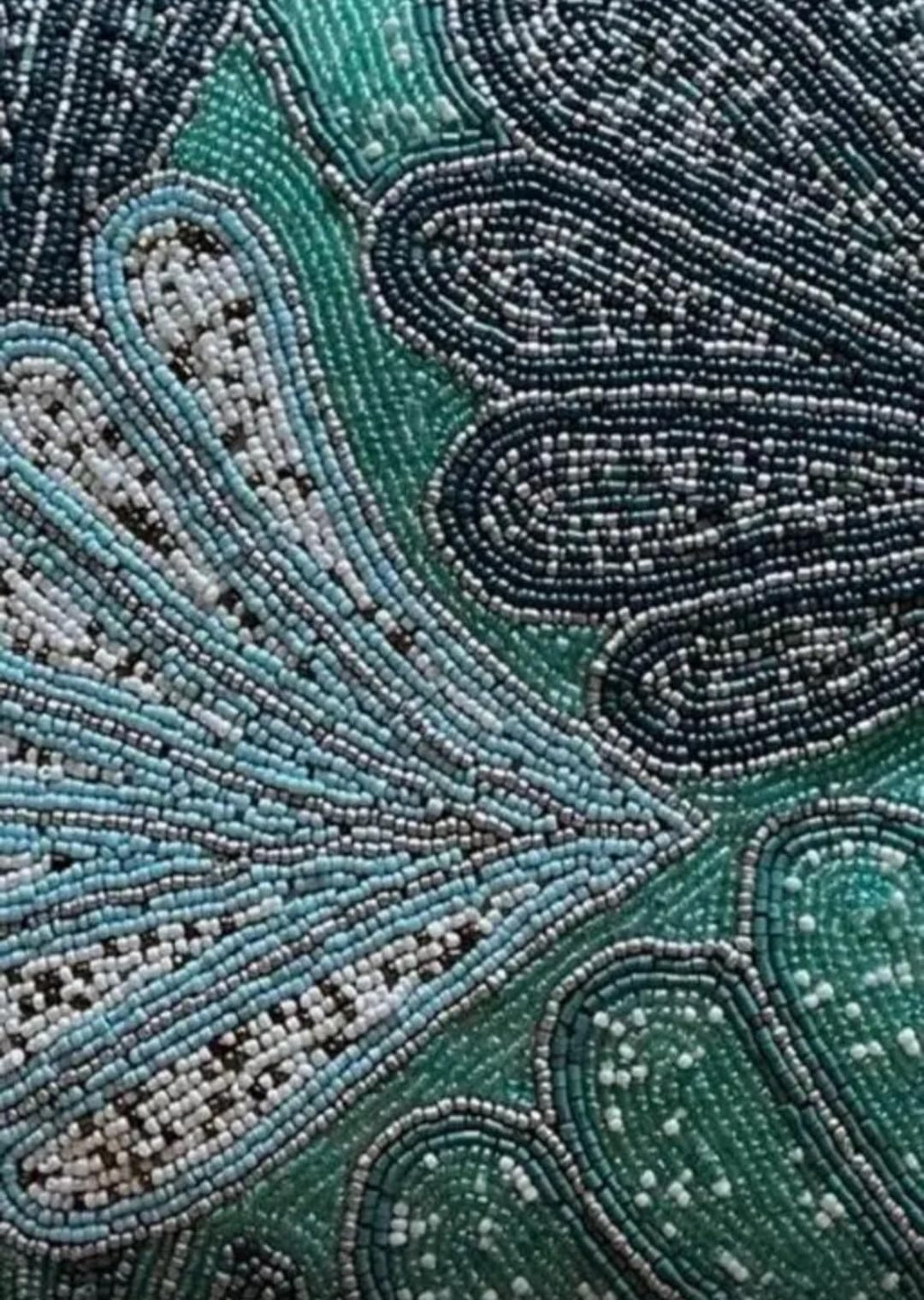 Beaded Peacock Decorative Throw Pillow Cover, Turquoise and Grey, Handcrafted Design