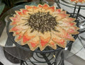 Beaded Sunflower Decorative Placemat, Gold and Coral, Floral Table Decor