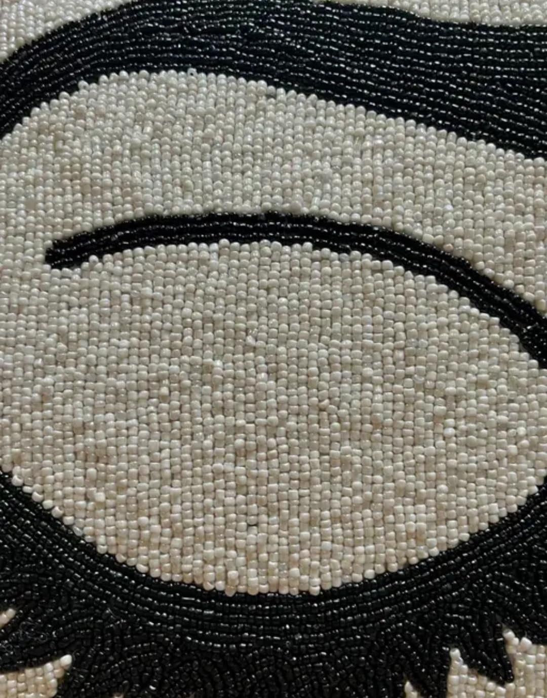 Beaded Decorative Throw Pillow Cover, Gray with Black Eyelash Design, Square Cushion Cover