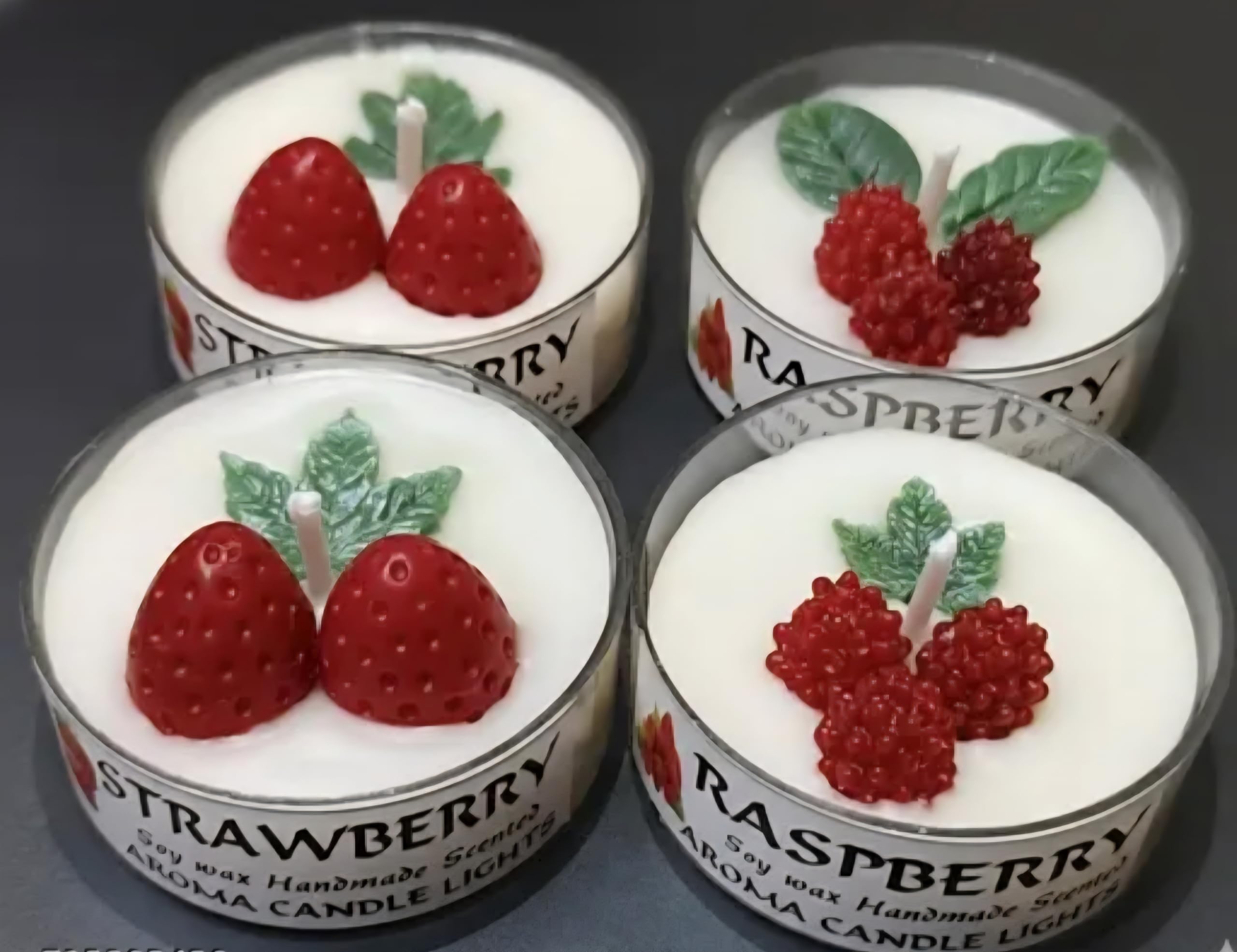 Strawberry Soy Wax Handmade Scented Aroma Candle Lights, Raspberry Scent, Tealight Set