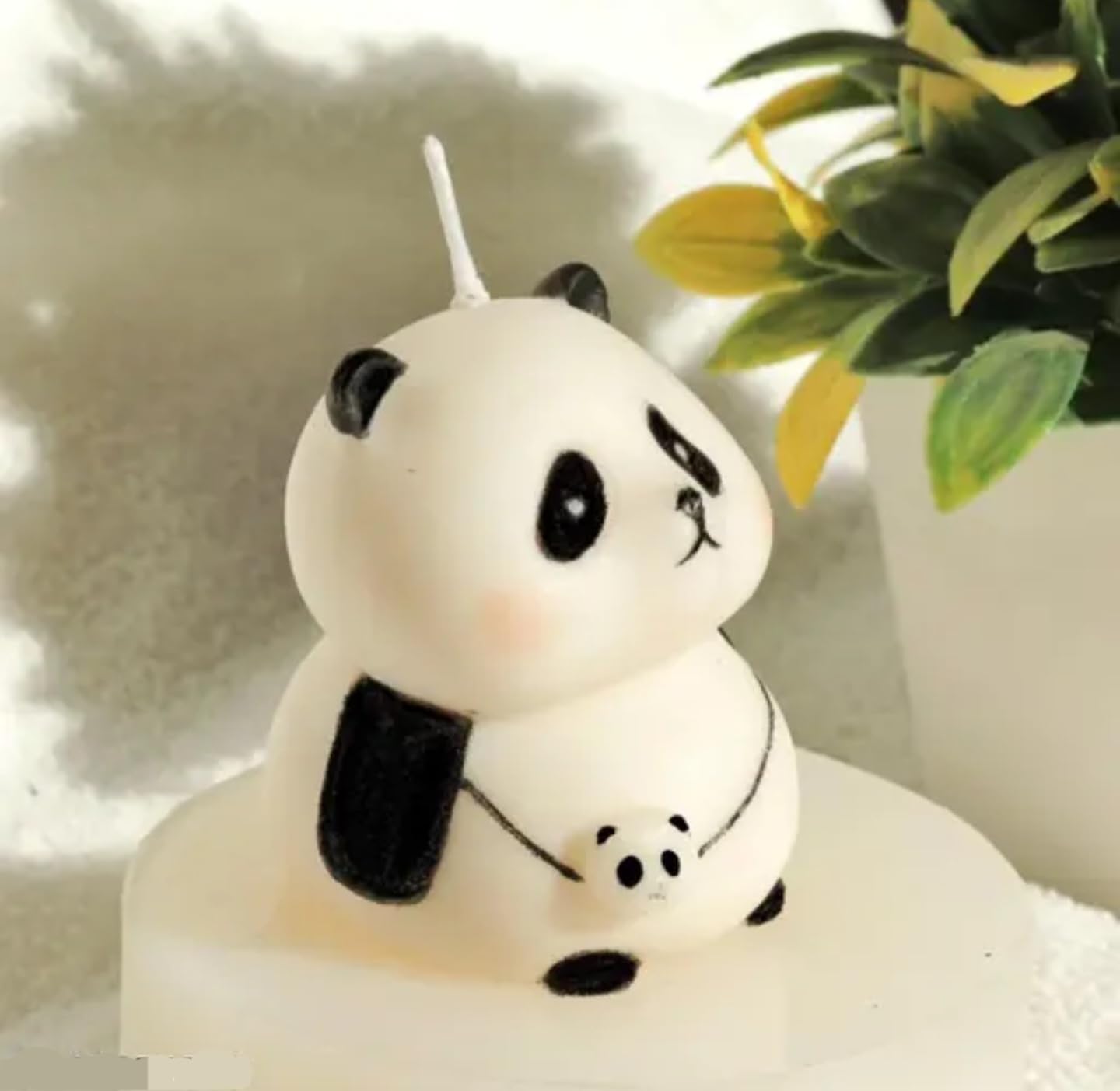 Decorative Panda Candle, White and Black, Handcrafted Design