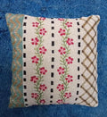 Beaded Throw Pillow Cover, White with Floral Embroidery, Decorative Cushion Cover, Boho Style