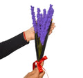 Artificial Lavender Bouquet, Purple Crochet Flowers, Gift Wrapped with Red Ribbon, Home Decor