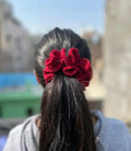 Red Velvet Hair Scrunchie, Soft Elastic Ponytail Holder, Hair Tie Accessory