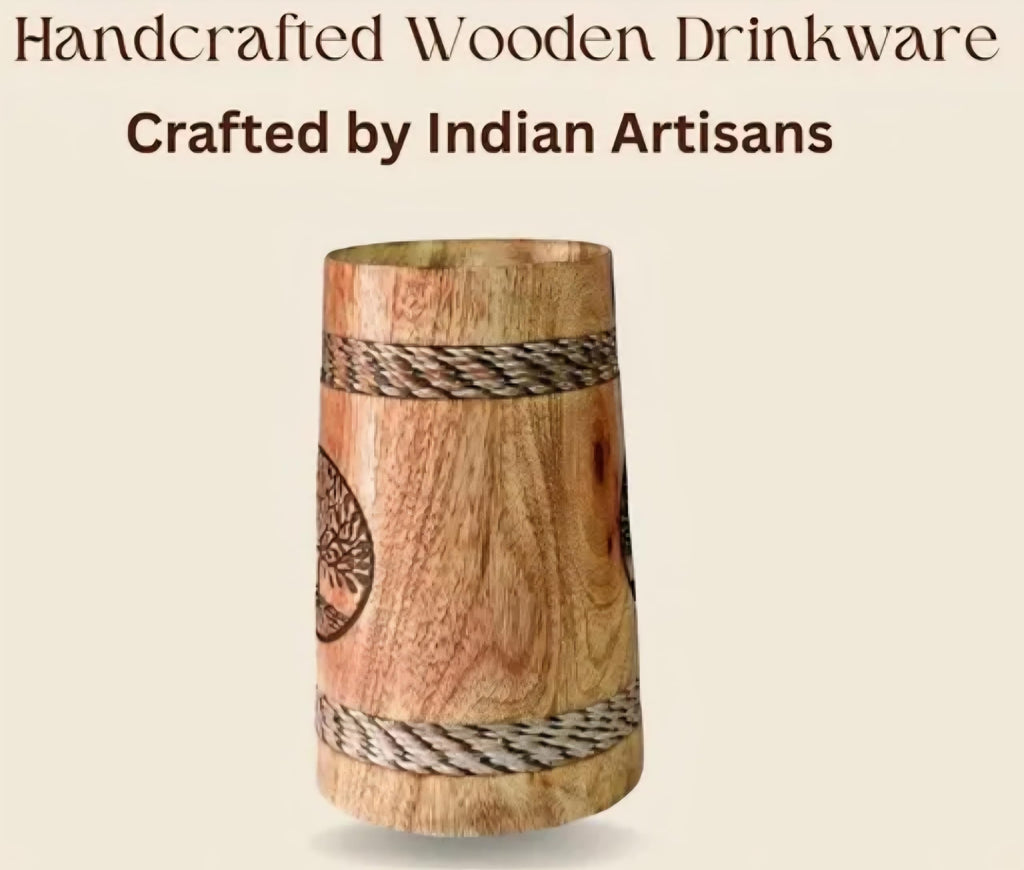 Handcrafted Wooden coffee Mug with Tree of Life Engraving, Rustic Style, Natural Wood