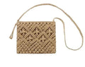 Handmade Macrame Crossbody Bag, Beige Cotton Woven Pattern, Braided Shoulder Strap