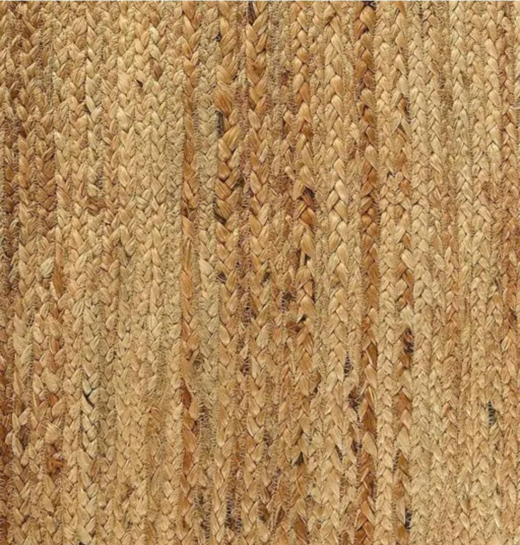 Braided Jute Runner Rug, Natural, Oval Shape, Handwoven, Bohemian Style, Hallway or Entryway