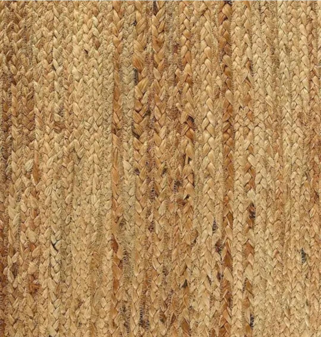 Braided Jute Runner Rug, Natural, Oval Shape, Handwoven, Bohemian Style, Hallway or Entryway