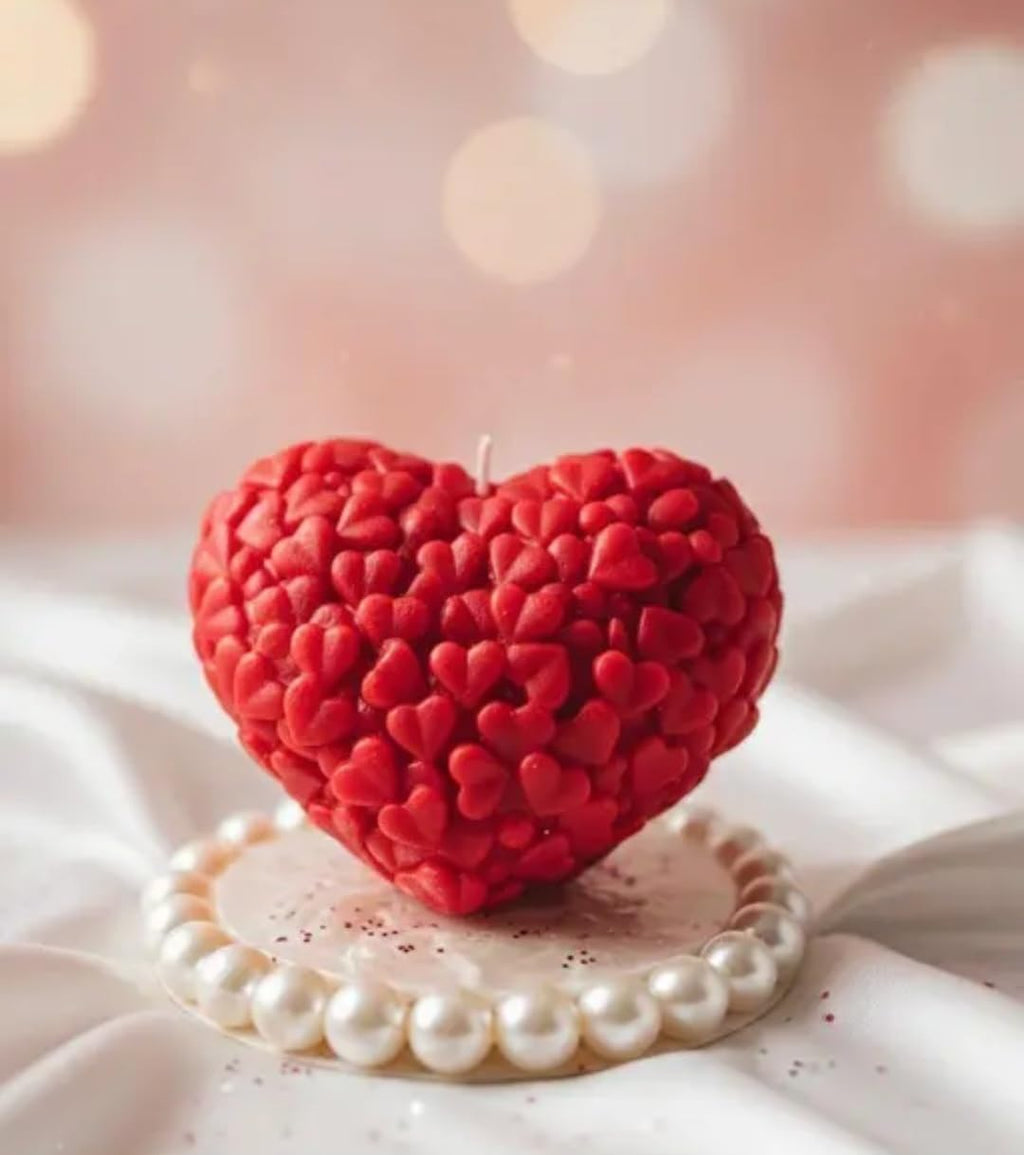 Heart Shaped Candle, Red, Decorative Wax, Romantic Valentine's Day Theme