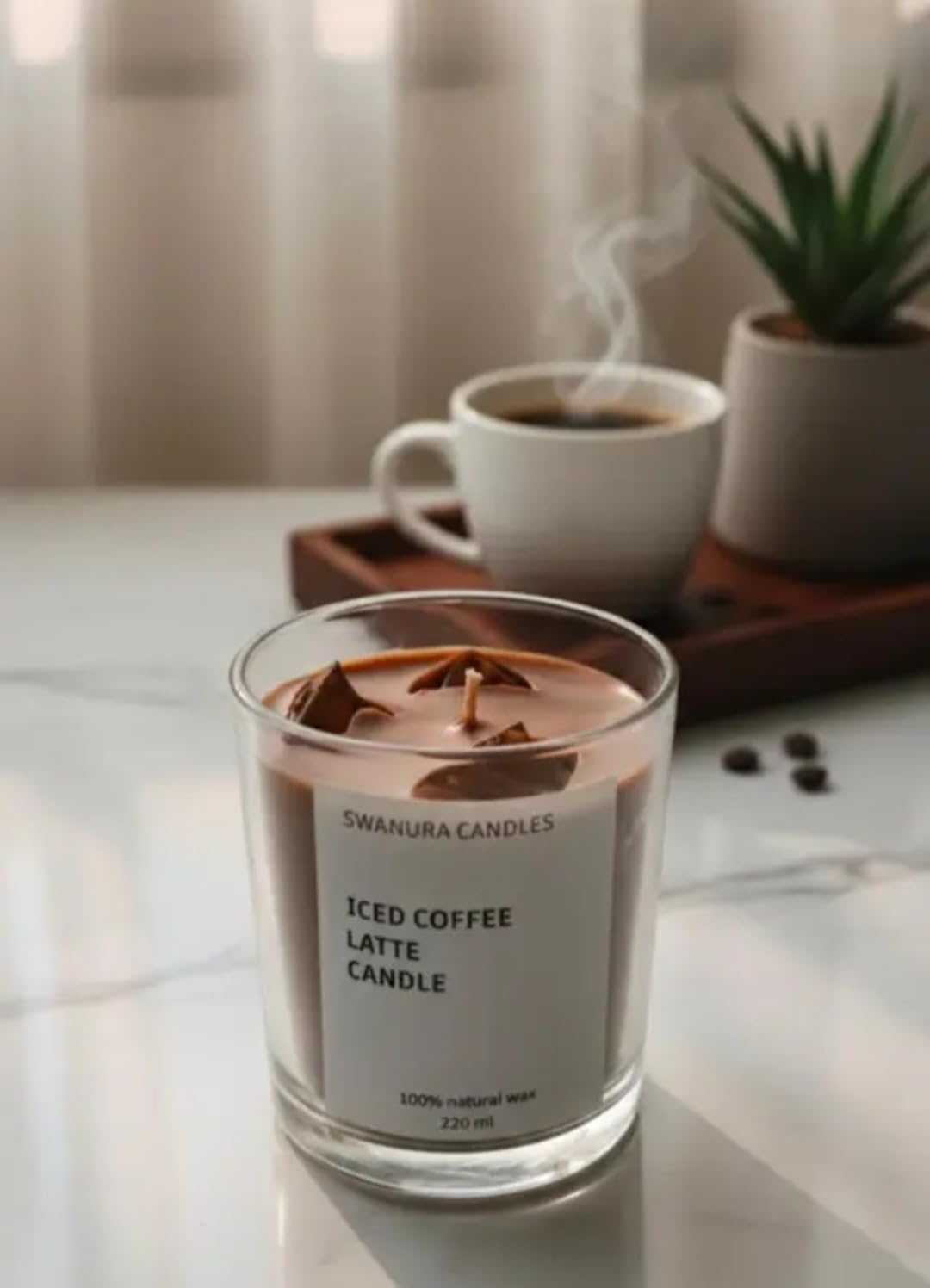 Swanura Candles Iced Coffee Latte Candle, 100% Natural Wax
