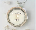 Scented Candle with I Love You Message, Glass Jar, White Wax, Romantic Gift