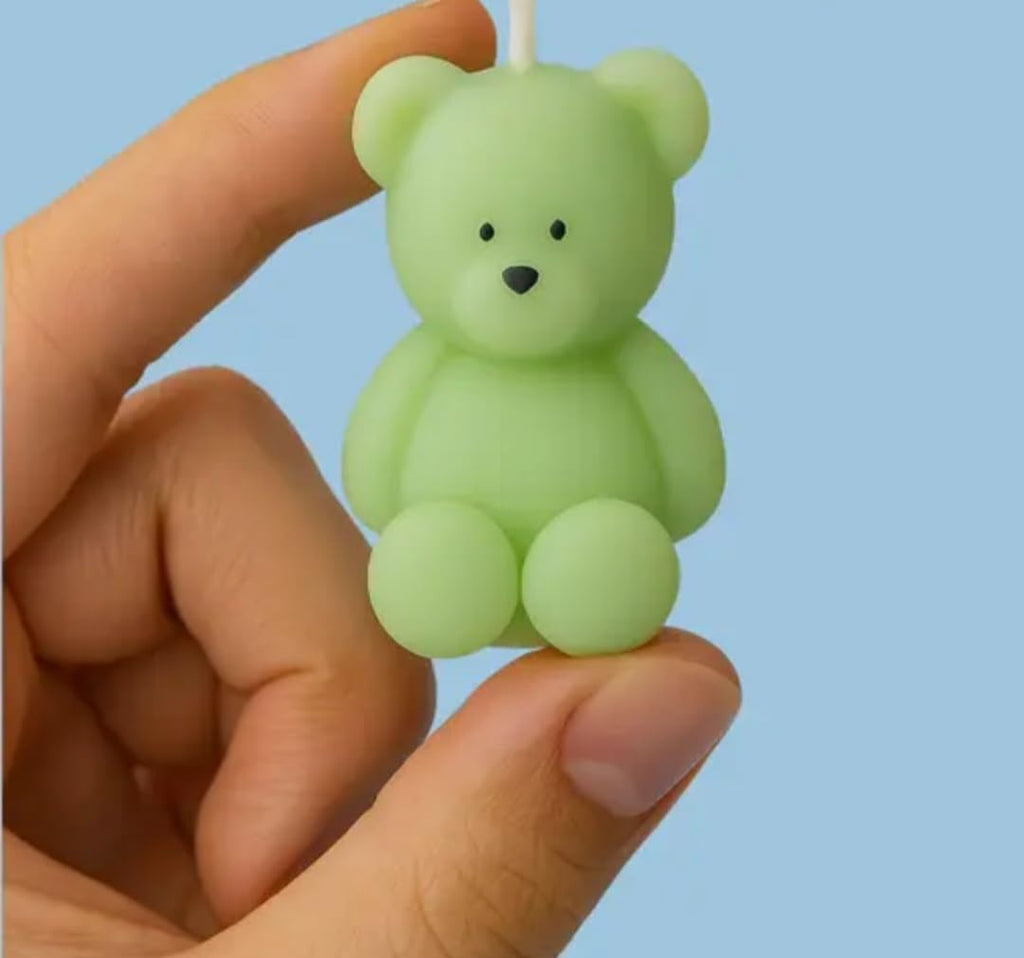Teddy Bear Shaped Candles, Yellow, Decorative Novelty Candles, Set of 6
