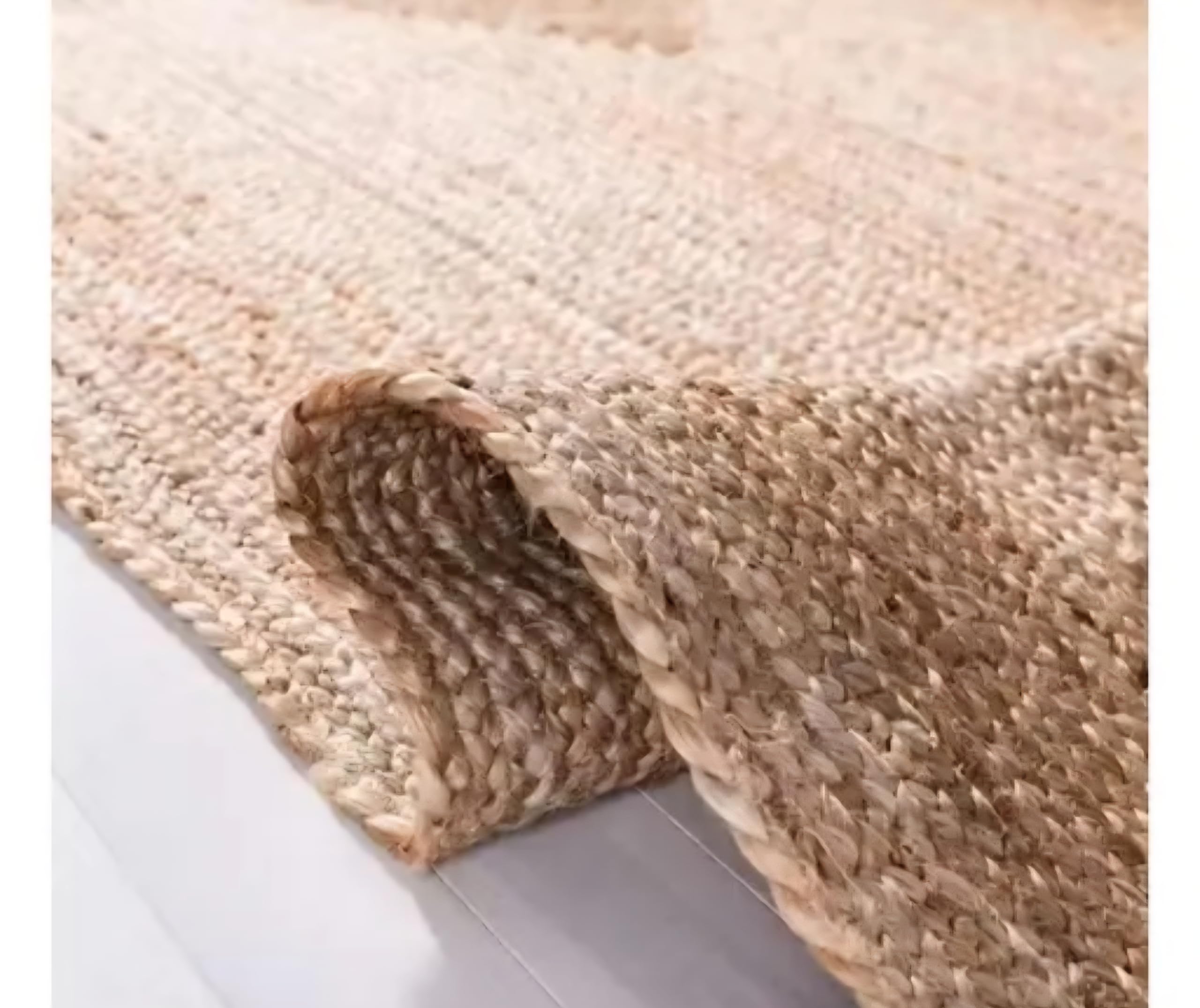 Natural Jute Runner Rug, Braided Hallway Carpet, Bohemian Style, Rectangular, for Entryway or Corridor