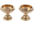 Decorative Brass Goblet Chalice, Antique Gold, Traditional Design with Embossed Pattern, Pedestal Base, Set of 2