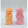 Decorative Rose Candles, Stacked Flower Design, Pink and Peach, Set of 2