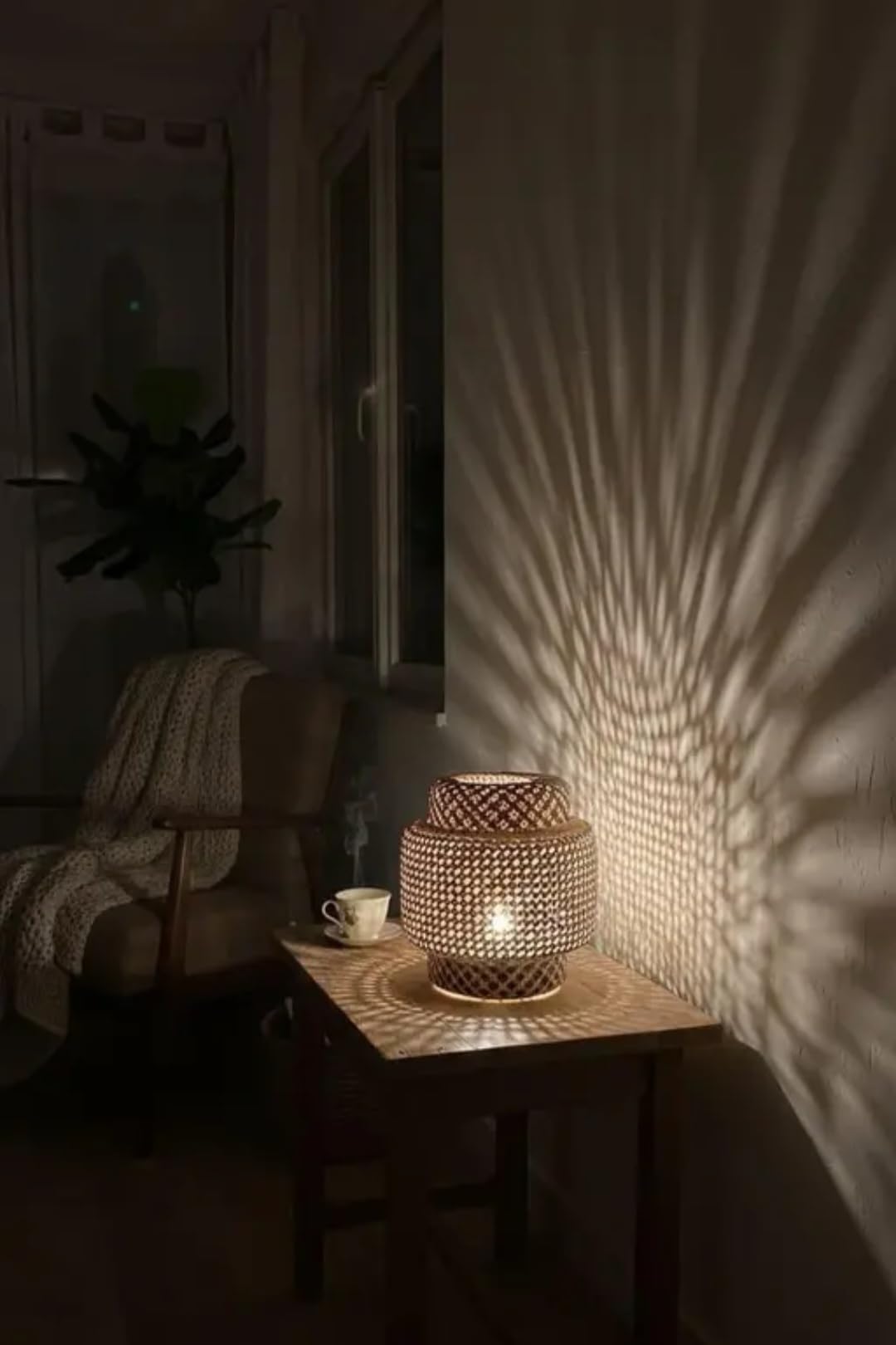 Bamboo Woven Pendant Light, Natural Rattan Shade, Warm Ambient Lighting, Asian Style Hanging Lamp