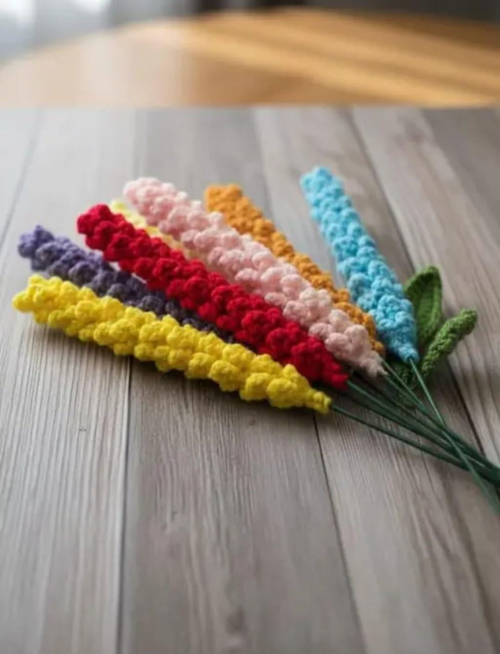 Handmade Crochet Lavender Bouquet, Multicolor, Knitted Artificial Flowers, Home Decor Gift, Set of 5