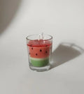 Watermelon Scented Candle in Glass, Fruit Shaped Decorative Votive, Red and Green