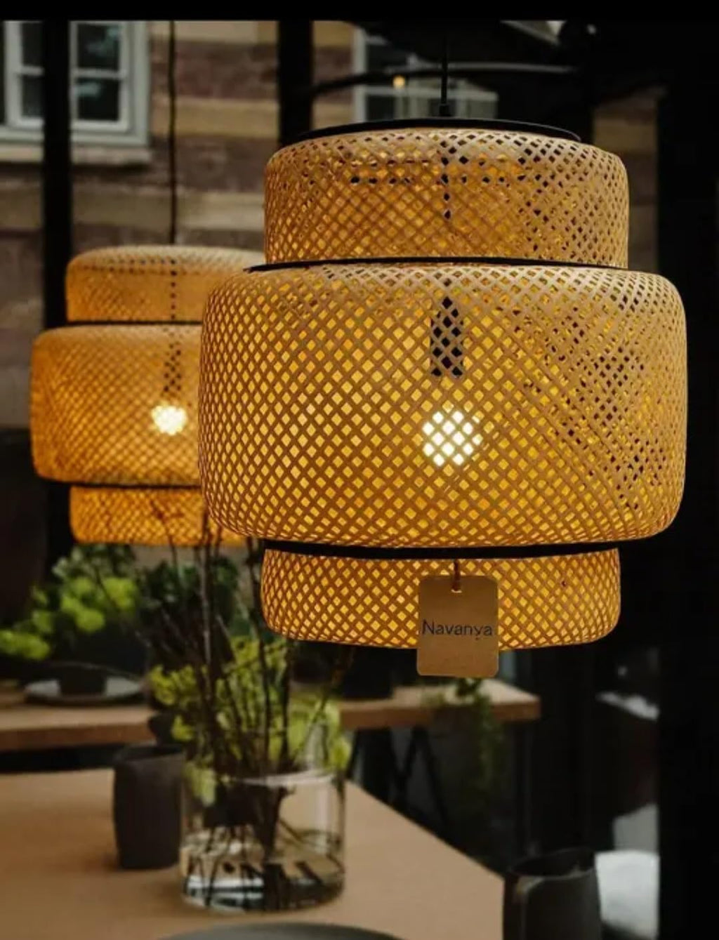 Bamboo Woven Pendant Light, Natural Rattan Shade, Warm Ambient Lighting, Asian Style Hanging Lamp