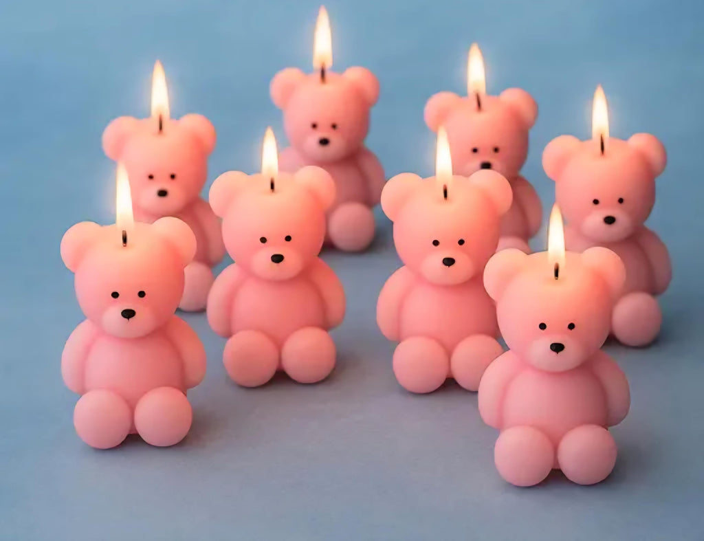Pink Bear Shaped Candles, Decorative Teddy Bear Design, Cute Novelty Candles