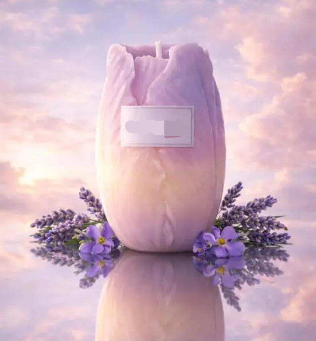 Angel Wing Shaped Candle, Pink Ombre, Decorative Scented Candle with Rose Floral Theme