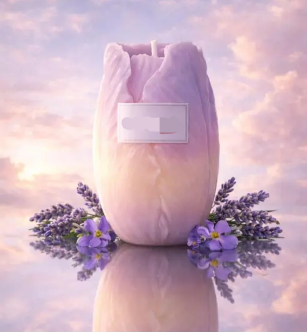 Angel Wing Shaped Candle, Pink Ombre, Decorative Scented Candle with Rose Floral Theme