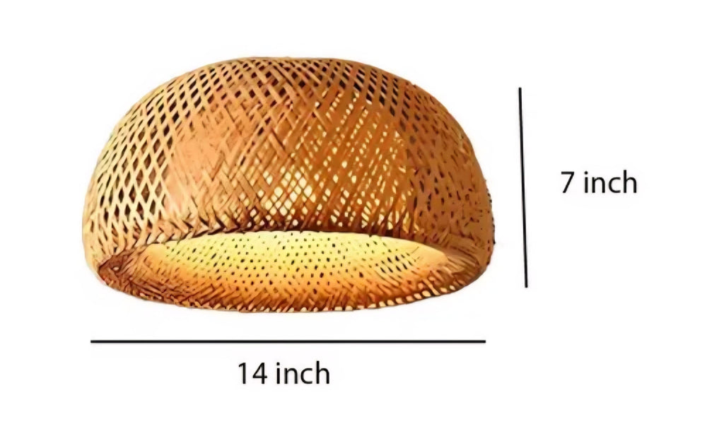 Handwoven Bamboo Pendant Light, Natural Rattan Dome Shade, Hanging Ceiling Fixture