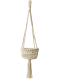 Macrame Plant Hanger, Handcrafted Cotton Rope, Decorative Hanging Planter with Tassel, Cream White
