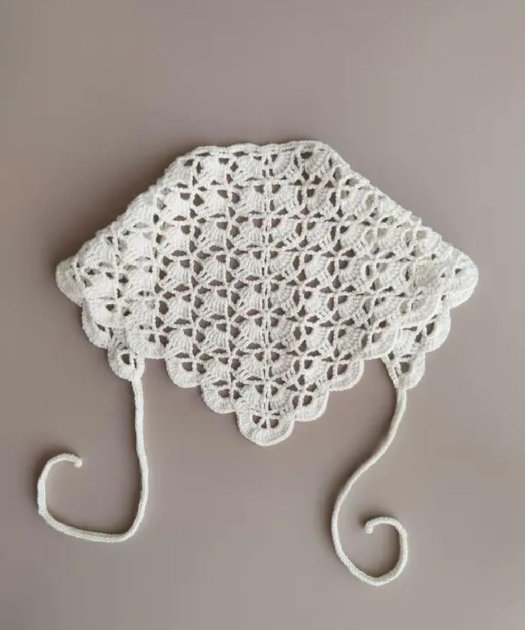 White Crochet Lace Headband, Boho Hair Scarf, Floral Knit Head Wrap for Women