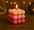 Bubble Cube Decorative Candle, Pink Ombre, Modern Design