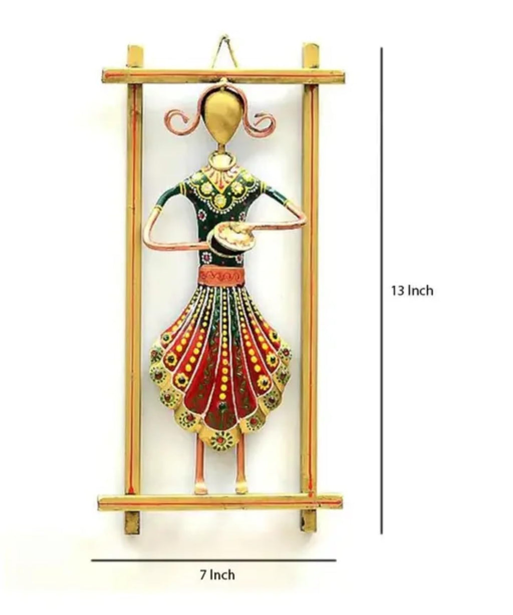 Decorative Wall Art Musicians Set, Handcrafted Metal Dancing Figures, Multicolour Traditional Design, 3-Panel Wall Hanging