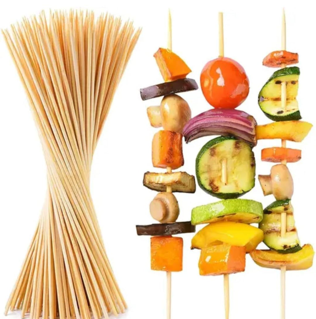 Bamboo Skewers for Grilling, Natural Wood, BBQ Kabob Sticks for Vegetables and Meat