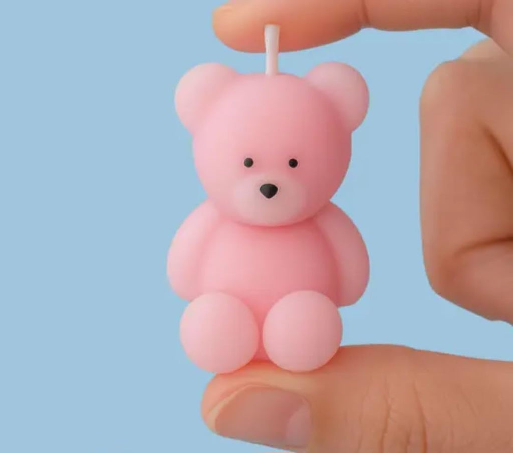 Pink Bear Shaped Candles, Decorative Teddy Bear Design, Cute Novelty Candles