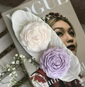 Decorative Rose Flower Wall Art, White and Lavender Artificial Roses with Baby's Breath