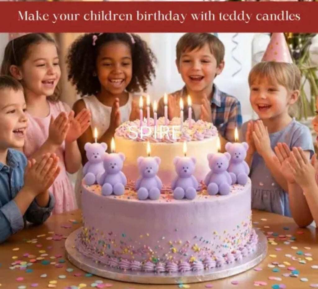 Teddy Bear Shaped Candles, Pink and Purple, Decorative Home Decor, Cute Aesthetic Design