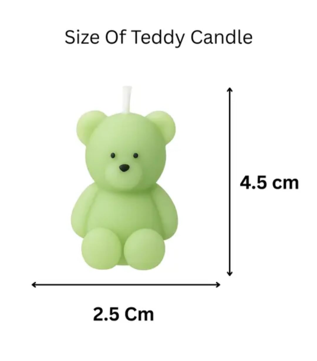Teddy Bear Shaped Candles, Yellow, Decorative Novelty Candles, Set of 6