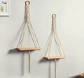 Macrame Wall Hanging Wooden Shelf Set, 3 Tiers, Handwoven Cotton Rope, Natural Wood, Boho Home Decor