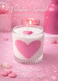 Valentine's Special Heart Candle in Glass, White and Pink, Gift for Valentine's Day, Made with Love