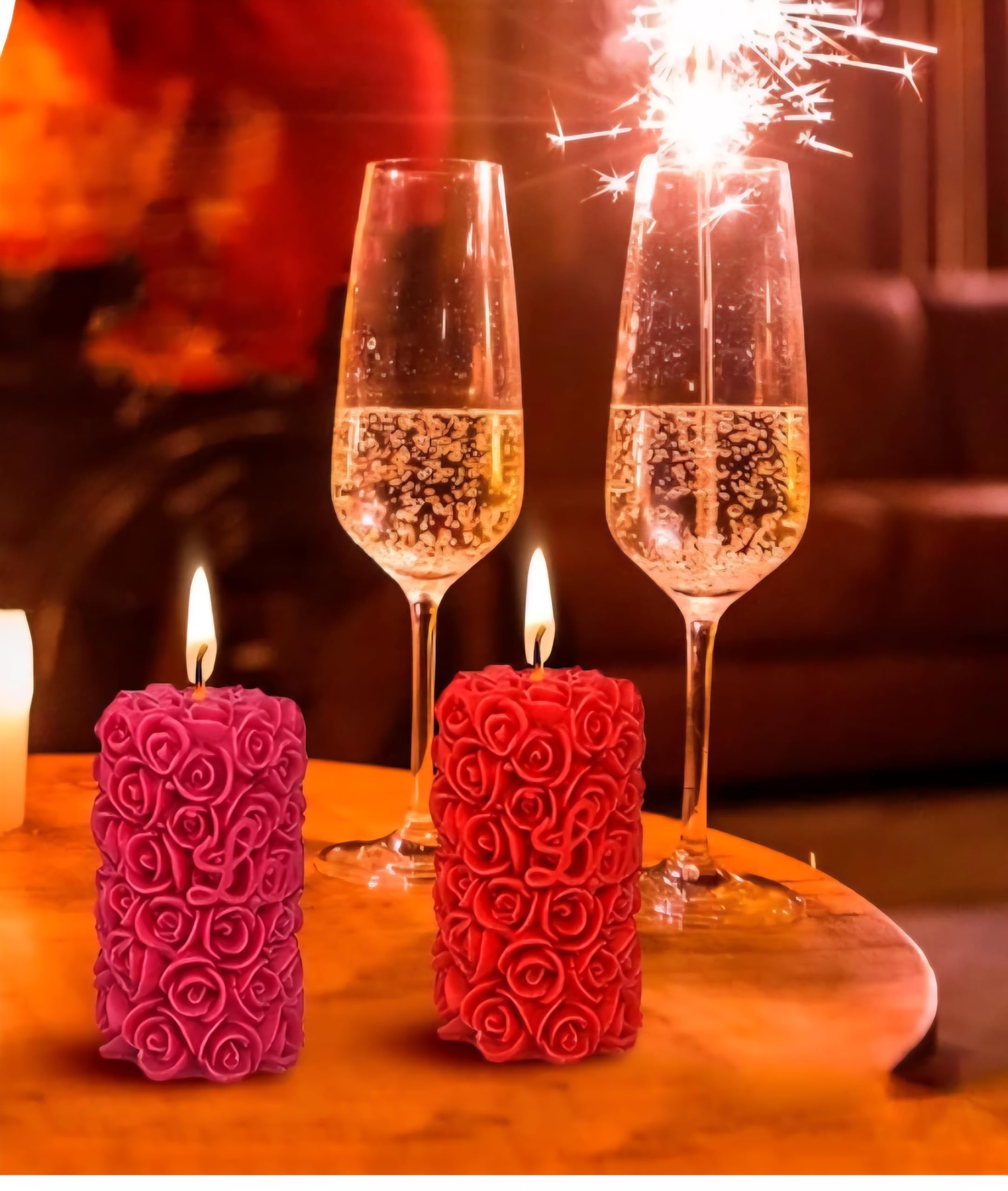 Red Rose Shaped Decorative Candles Set, Romantic Scented Candle, romanticgift for Valentine, Gift for her, Candle Gift, 10 Pieces
