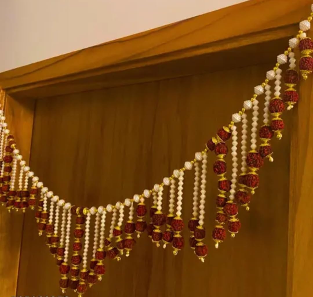Rudraksha and Pearl Bead Toran, Door Hanging Garland, Traditional Indian Decor